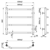 Рушникосушарка водяна Ava (500*500,4,Сіра,Нижнє підключення)
