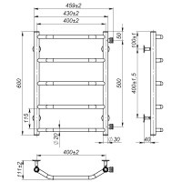 Рушникосушарка водяна Ava (600*400,5,Сіра,Ліве підключення)