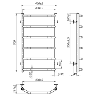 Рушникосушарка водяна Ava (700*400,6,Полірована,Ліве підключення)
