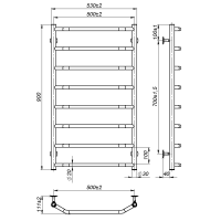 Рушникосушарка водяна Ava (900*500,8,Сіра,Ліве підключення)