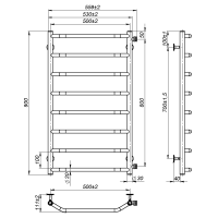Рушникосушарка водяна Ava (900*500,8,Сіра,Ліве підключення)