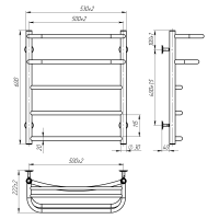 Рушникосушарка водяна Optima (600*500,5,Сіра,Ліве підключення)