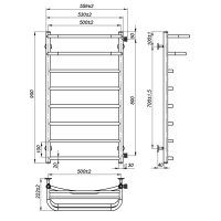 Рушникосушарка водяна Optima (900*500,8,Сіра,Праве підключення)