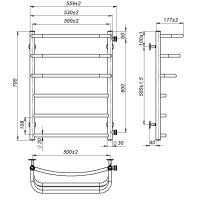 Рушникосушарка водяна Prima (700*500,6,Полірована,Ліве підключення)