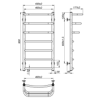 Рушникосушарка водяна Prima (800*400,7,Полірована,Нижнє підключення)