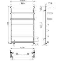 Рушникосушарка водяна Prima (800*500,7,Чорна,Ліве підключення)