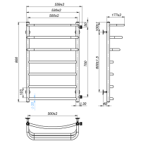 Рушникосушарка водяна Prima (800*500,7,Біла,Праве підключення)