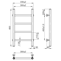 Рушникосушарка водяна Round (600*300,4,Біла,Нижнє підключення)