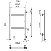 Рушникосушарка водяна Round (600*300,4,Біла,Нижнє підключення)