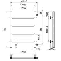 Рушникосушарка водяна Round (600*400,4,Чорна,Ліве підключення)