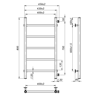Рушникосушарка водяна Round (800*400,5,Полірована,Нижнє підключення)
