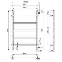 Рушникосушарка водяна Round (800*500,5,Сіра,Ліве підключення)