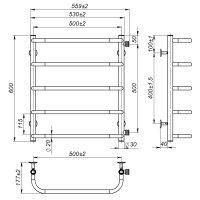 Рушникосушарка водяна Sunny (600*500,5,Сіра,Праве підключення)