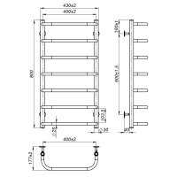 Рушникосушарка водяна Sunny (800*400,7,Біла,Ліве підключення)