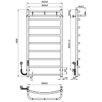 Рушникосушарка електрична Sora New (1 000*500,9,Сіра,Ліве підключення,JD03)