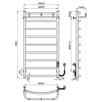 Рушникосушарка електрична Sora New (1 000*500,9,Біла,Праве підключення,JD03)