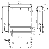 Рушникосушарка електрична Sora New (600*500,6,Чорна,Ліве підключення,JD03)