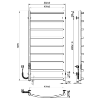 Рушникосушарка електрична Sora (1000*500,9,Сіра,Ліве підключення,JD03)
