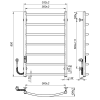 Рушникосушарка електрична Sora (800*500,7,Сіра,Ліве підключення,JD03)