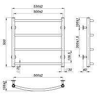 Рушникосушарка водяна Sora (500*500,4,Сіра,Ліве підключення)