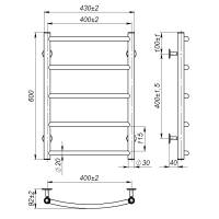 Рушникосушарка водяна Sora (600*400,5,Біла,Праве підключення)