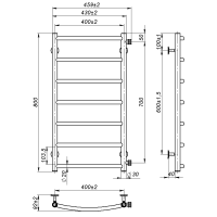 Рушникосушарка водяна Sora (800*400,7,Біла,Нижнє підключення)