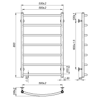 Рушникосушарка водяна Sora (800*500,7,Сіра,Ліве підключення)