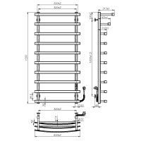 Рушникосушарка електрична Terra (1200*500,10,Біла,Праве підключення,JD04)